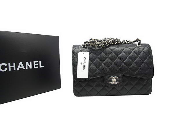 AAA Chanel Jumbo Double Flaps Bag Black Original Caviar Leather A36097 Silver Online